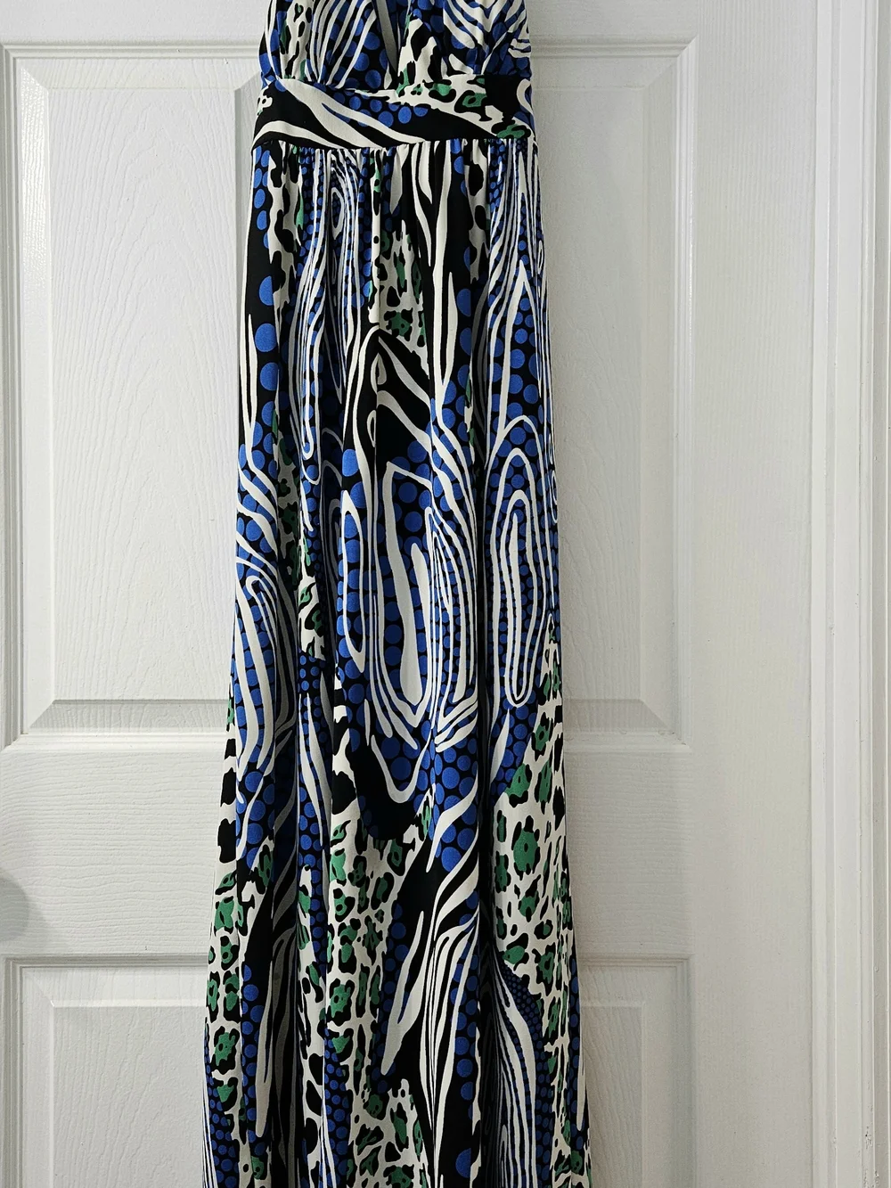 Alyn Paige Blue, Black & White Abstract Maxi Skirt